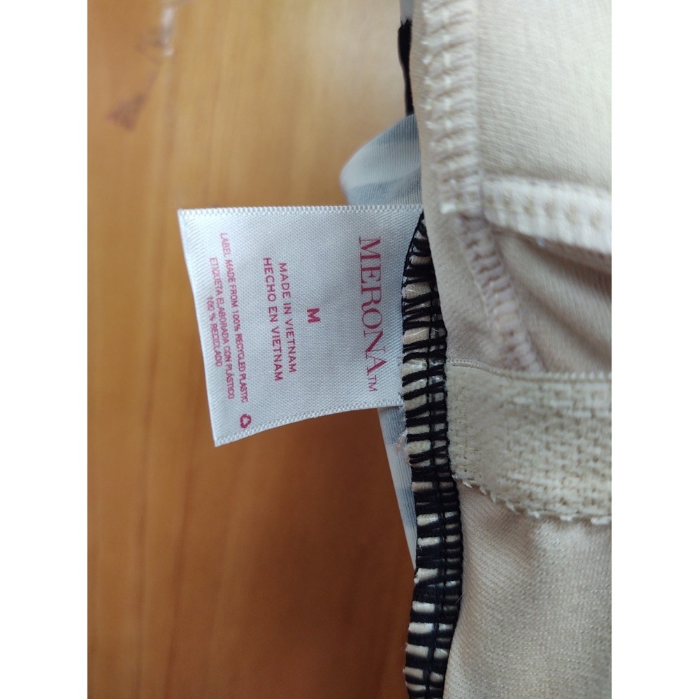 Merona Size M Black & White Striped No Wire Padded Bra Swimsuit Bathing Suit - Picture 8 of 12